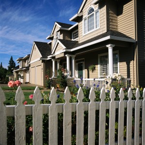 Picket Fence in Front of Houses